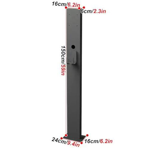 Heavy Duty Outdoor EV Charger Pedestal Built Tough For Your Ride freestanding charging station with dimensions and mounting design.
