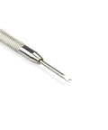 Close-up of stainless steel spring bar tool kit for watch bands no fuss link remover and pin removal set for adjustments.