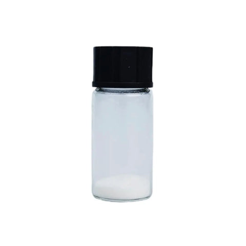 Glass vial containing Boron Nitride Nanotubes BNNTs Top Shelf Lab Grade White Nano Powder 60 Nanometer Diameter And 0.1 To 20 Micron Length
