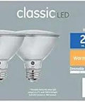 2-Pack 75W Equivalent Dimmable Warm White Par30 LED Light Bulbs Shortneck Flood Indoor Lighting, box front