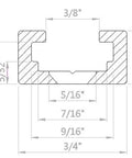 Dimensions of 36-Inch Aluminum T Track With Wood Screws, Double-Cut Profile, Predrilled Mounting Holes, Fine Sandblast Anodized Silver Finish