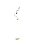 Industrial Gold Floor Lamp With 4 Black Leaf Shades, Modern Tree Style Standing Lamp For Living Room And Bedrooms, Lit Reading Light, Farmhouse Tall Decor, Includes 4 Bulbs.
