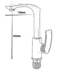 ZBSAVFM Stylish Rotatable Kitchen Faucet - Single Handle Copper Bibcock Tap with dimensions 150mm wide, 265mm tall, and 285mm base height.