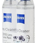 ZEISS Lens Cleaner Pack: two 8oz spray bottles with blue caps for eyeglasses and optics.