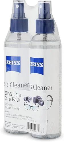 ZEISS Lens Cleaner Pack: two 8oz spray bottles with blue caps for eyeglasses and optics.