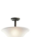 Wynberg 15 Inch 2 Light Convertible Inverted Pendant And Semi Flush Fixture With Satin Etched Glass In Brushed Nickel