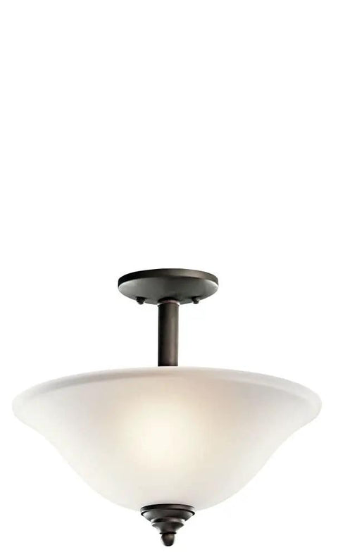 Wynberg 15 Inch 2 Light Convertible Inverted Pendant And Semi Flush Fixture With Satin Etched Glass In Brushed Nickel