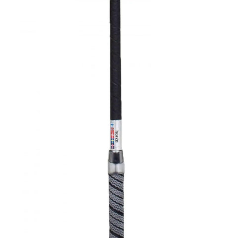 Darrel Dressage Whip 40 Inch Black With Leather Look Shaft And Rubber Grip Handle Silver Mushroom Cap Classic Show And Schooling Riding Whip