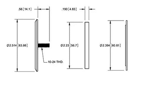 Dead Nuts Tight Knockout Seal Gasketed Steel Hole Plug Covers With Weld Stud Wing Nut And Back Plate One And A Half Inch Conduit Patch dimensions drawing