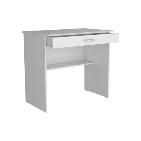 Electric Standing Desk With Silky Height Adjustment From 28 To 46 Inches To Seriously Upgrade Your Gaming Or Home Office Rig And Keep Your Back Feeling Fine Daily, white with drawer and shelf.