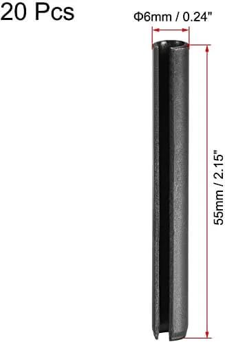 Image of a single pin from the Slotted Spring Pin Kit 6Mm By 55Mm Pro-Grade Plain Finish 65Mn 20-Piece Assortment.