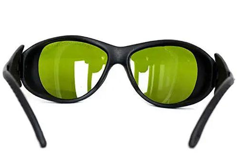 Top Shelf Heavy Duty Laser Safety Glasses With Wide Spectrum Filtering For UV And Infrared Light beefy wraparound design view from front