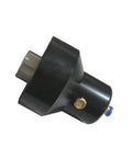 Normally closed waterjet cutting head actuator, black plastic housing with metal shaft and blue port