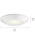 6.4 Inch Led Flush Mount Ceiling Light White Finish. Dimensions shown: 6.4in width and 0.83in height, ideal for tight spaces.