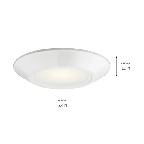 6.4 Inch Led Flush Mount Ceiling Light White Finish. Dimensions shown: 6.4in width and 0.83in height, ideal for tight spaces.