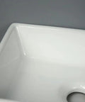 Close-up of USZWBY Vessel Sinks Ceramic Vessel Sink Modern Minimalist Wall-Mounted Washbasin Square Washing Bowl.