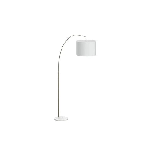 Modern Arc Floor Lamp With Brushed Steel Arch And Silver Finish Hanging Drum Shade Over Sofa For Reading In Living Room Or Bedroom Corner