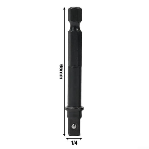 Heavy Duty Hex To Square Socket Adapter Kit Five Piece Set For Electric Drill Screwdriver Tools Quick Conversion Sleeve Install Perfect For Any Heavy Work Gig Or Home Fix Up Job., 65mm 1/4 inch black steel adapter