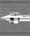 Diagram of 3MT Long Nose High Speed CNC Live Center Medium Duty Morse Taper 3 With 4000 RPM Max 60 Degree Point, showing dimensions.
