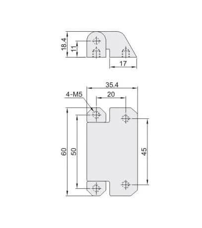 Technical drawing of Folding Hinge Zinc Alloy Hinge HFK41 50 Beefy Heavy Duty Prominent Torque Hinges 1 Piece Torque Two Point Two Six Newton Meters.