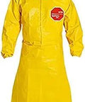 Heavy Duty Chemical Protective Sleeved Apron With Elastic Cuffs Neck Loop Snaps And Waist Ties 44 Inch Length Yellow 2X Large