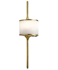 Mona 22 Inch Two Light Halogen Wall Sconce With Satin Etched White Diffuser In Natural Brass Finish For A Modern Yet Classic Vibe