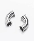 Beduan stainless steel 90-degree elbow fittings, 1-1/2 in tube OD, tri-clamp ferrule ends, pair.