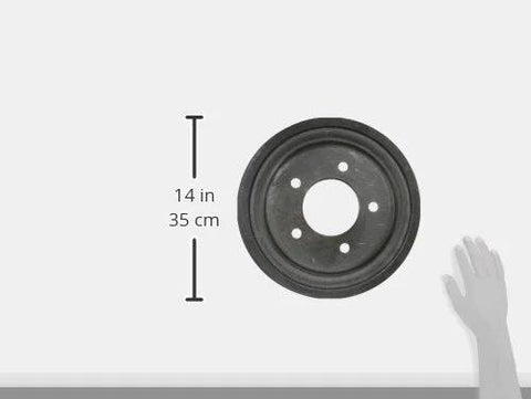 Centric 123.65038 C-Tek automotive rear brake drum, 14-inch diameter, dark gray metal.