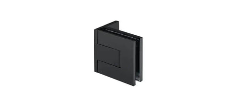 Palermo Matte Black Adjustable Wall Mount Offset Back Plate Hinge for Glass Doors Fits Three Eighths Inch And One Half Inch Glass.