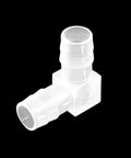 1/2-inch hose barb 90-degree elbow fitting, white plastic, pack of 5.