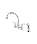 Two-Handle Chrome Kitchen Faucet With Side Spray Hose, Easy-Turn Levers For Precise Water Control, Sprayer Included, Durable Chrome Finish