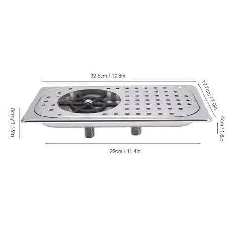 Heavy Duty 304 Stainless Steel Glass Rinser And Pitcher Washer with perforated design and drain fitting for kitchen use.