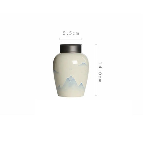 Top Shelf Ceramic Tea Canister With Airtight Lock Lid And Solid Loose Leaf Tea Storage Jar For Coffee Beans Nuts And Candy 14cm tall