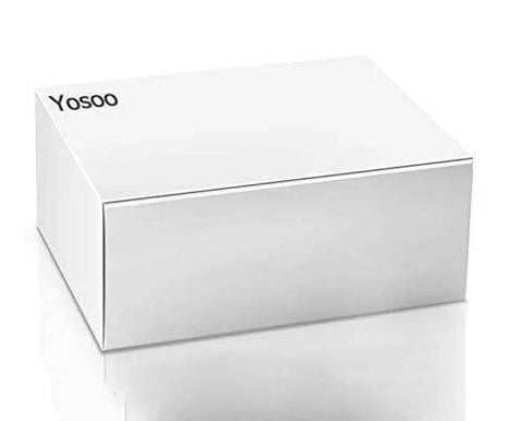 Front view of white Yosoo box showing logo on top left.