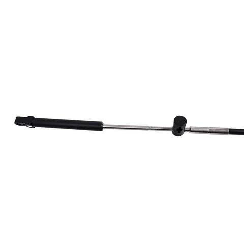 12 Foot Control Cable CC17912 Replacement For Mercury Mariner Outboard Engines, black cable with metal fittings, close-up view