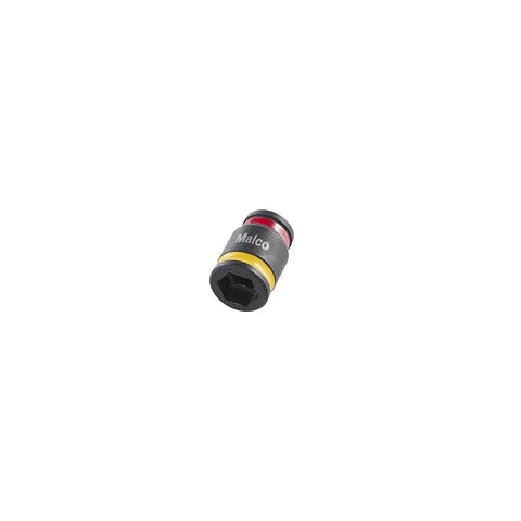 Close-up of black and red detachable bit from Six Inch Reversible Magnetic Hex Driver With One Quarter Inch And Five Sixteenth Inch Bits.