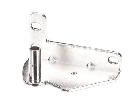 Bottom Left Hinge Replacement Part P992900407 for refrigerator doors; genuine durable metal hardware, side view.