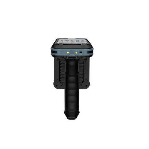 Top view of Battle Ready Android 12 Handheld PDA With Pistol Grip 1D 2D QR Barcode Scanner IP67 Rugged Waterproof Drop Proof.