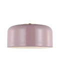 Malone Flush Mount Ceiling Light in Rose Finish, 1 Light, 60 Watt Fixture With Sleek Spun Metal Disk Detail for modern interiors.