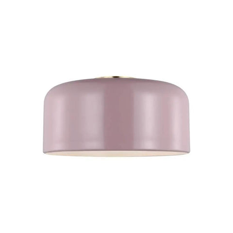 Malone Flush Mount Ceiling Light in Rose Finish, 1 Light, 60 Watt Fixture With Sleek Spun Metal Disk Detail for modern interiors.