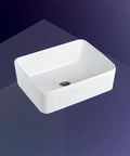 Square Vessel Sink - Bathroom Countertop Wash Basin, Above Counter Art Basin for Home, Bathroom Sink for Modern Decor, white ceramic design