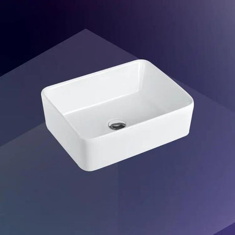 Square Vessel Sink - Bathroom Countertop Wash Basin, Above Counter Art Basin for Home, Bathroom Sink for Modern Decor, white ceramic design