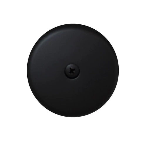 D93-62 One And A Half Inch Coarse Thread Tip-Toe Bathtub Drain Plug Trim Set With One-Hole Overflow Faceplate Matte Black top view
