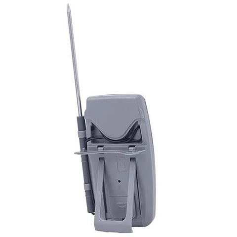 Traceable Kangaroo Thermometer, gray handheld unit with long stainless steel probe.