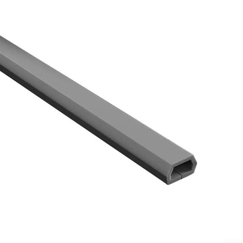 Low Profile Gray Floor Cable Cover And Durable Pvc Wire Protector With Anti Slip Cord Hider For Tight Home Office Setups, close-up view, gray plastic.