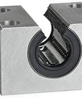 Rock Solid 25mm Linear Ball Bushing Pillow Block Bearing Self Aligning Open Design showing a smooth shaft support for heavy duty use.