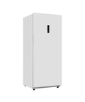 14 Cu Ft Convertible Upright Freezer And Refrigerator In Warm White Panel Featuring Hassle Free Mode Switch Flex Config Layout And Ample Shelving For Snacks And Beverages - side view with digital control display.
