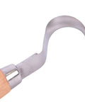 Kickass Stainless Steel Spoon Carving Knife And Hand Chisel Tools With Slick Ergonomic Grip For Badass Woodcut Chip Carving On Solid Oak Walnut Boards close-up of stainless steel blade with wooden handle