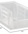 Heavy Duty Stack And Hang Part Organizer Clear Bin Set Of 12 With Front Back And Side Grips And Built In Rear Hangers