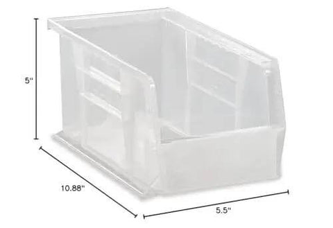 Heavy Duty Stack And Hang Part Organizer Clear Bin Set Of 12 With Front Back And Side Grips And Built In Rear Hangers